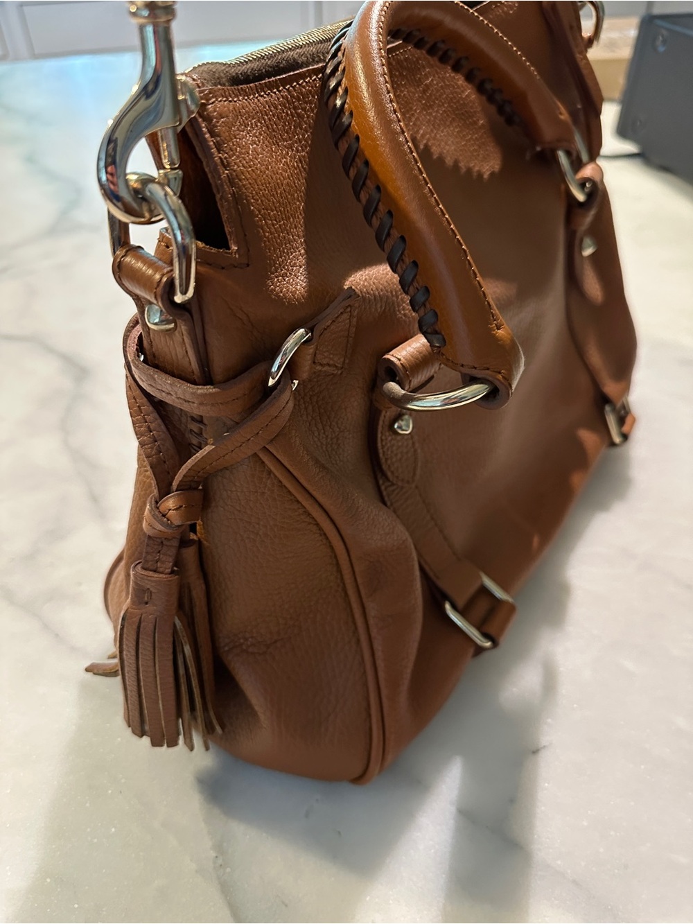 Dooney & Bourke AWL British Tan Leather Satchel - Picture 8 of 12